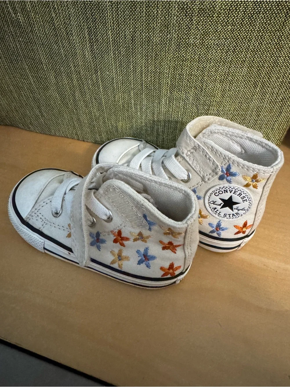 Converse High-Top Kids Sneakers with Floral Embroidery